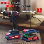 INSPIRITECH 20V Cordless Drill Set, Brushless Power Drill Set with 2 Batteries and Charger,3/8-Inch Metal Chuck Electric Drill Driver,22 Torque Setting,Drill/Driver Bits and Tool Bag Included