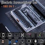CybJoy Electric Screwdriver Set,180 in 1 Precision Screwdriver Set,3 Torque Modes with 160 Magnetic Precision Bits,Cordless Screwdriver Repair Tool Kit for Phone Computer Camera Watch Laptop