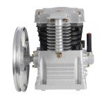 Compressor Motor Head, Industrial Compressor Head Pump Motor, Twin Cylinder Air Compressor for Automotive industry Pneumatic Tools Chemical industry Discharge Volume 250L/min Silver And Black(3HP)