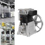 Compressor Motor Head, Industrial Compressor Head Pump Motor, Twin Cylinder Air Compressor for Automotive industry Pneumatic Tools Chemical industry Discharge Volume 250L/min Silver And Black(3HP)
