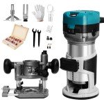 4 in 1 Wood Router Tool with Storage Bag, 1.25-HP Compact Router, 6 Variable Speeds, Plunge & Fixed Base, 12-Piece Router Bits Set, 1/4" & 5/16" Collets, Edge & Roller Guides, Dust Hood