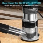 4 in 1 Wood Router Tool with Storage Bag, 1.25-HP Compact Router, 6 Variable Speeds, Plunge & Fixed Base, 12-Piece Router Bits Set, 1/4" & 5/16" Collets, Edge & Roller Guides, Dust Hood