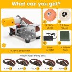 TOOVEM Mini Belt Sander-15 Degree Belt Grinder,Electric Belt-Sander Polishing,Multifunctional Electric Knife and Tool Sharpener for Metal Working, Knife Making and DIY Woodworking
