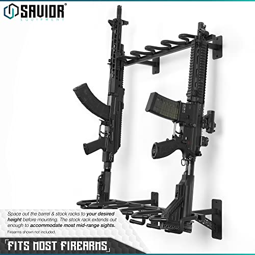 Savior Equipment Black Steel Wall-Mount Rifle Rack