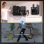 Giraffe Tools Wall-Mounted Vacuum Cleaner with 30 FT Retractable Hose, Wet Dry Vacuum Cleaner with 6 Nozzles for Car Detailing Normal Version, Grey （No Remote Control Funtion）