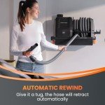 Giraffe Tools Wall-Mounted Vacuum Cleaner with 30 FT Retractable Hose, Wet Dry Vacuum Cleaner with 6 Nozzles for Car Detailing Normal Version, Grey （No Remote Control Funtion）