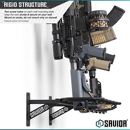 Savior Equipment Black Steel Wall-Mount Rifle Rack