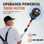Drywall Sander,780W Electric Drywall Sander Tool with Vacuum Dust Collection, 7 Variable Speed Power Ceiling Sander Tool with LED for Wall, Floor, Popcorn Ceiling Removal