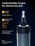Electric Screwdriver, 3.7V Cordless Screwdriver, Max 8N.m Torque, 12 S2 Steel Bits, 2000mAh Battery, USB-C Charging, 1/4" Hex, 3 Adjustable Torque Settings, Idea Tool for Furniture/Desktop Computer