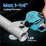 Seesii PVC Pipe Cutter, Electric Tubing Cutter Cordless PEX Cutter, 1-1/4"(42mm) Plastic Hose Cutter with 2x4000mAh Batteries, Portable PVC Cutter Power Shear Tool for Plumbing Repair