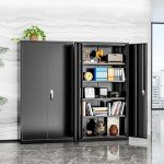 INTERGREAT Metal Storage Cabinets 72” Black Garage Steel Storage Cabinet with Doors and Shelves, Metal Tool Cabinet, Steel File Cabinet for Home Office, Basement, Warehouse, Classroom（Anti Tipping）
