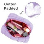 E-Tree Cute Makeup Bag,Quilted Cosmetic Bag for Women,Make up Pouch for Purse,Toiletry Zipper Pouch,Checkered Bag,Travel Case,Storage Pouches for Organization (Purple)