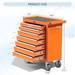 CMFYDAILY 7-Drawers Garage Tool Chest, Large Capacity Tool Cabinet Heavy Duty Mechanic Rolling Tool Box Metal Locking Tool Cart with Drawers and Wheels for Storage