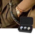 Watch Box Organizer/Men Watch Display Storage Case Fits All Wristwatches and Smart Watches up to 42mm 3 Slots -Black