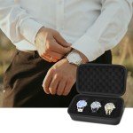 Watch Box Organizer/Men Watch Display Storage Case Fits All Wristwatches and Smart Watches up to 42mm 3 Slots -Black