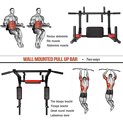 STARBRILLIANT Multi-functional Wall Mounted Pull Up Bar Fitness