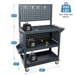 Metal Mechanic Tool Cart with Wheels,49"x29"x15", 3 Tier Rolling Tool Cart with Pegboard, 880 lbs Capacity, 4 Adjustable Dividers, 3 Side Mesh Panels, Screwdriver Shelf, Hanging Tray Included