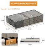 eShelf Under Bed Storage with Wheels, 4 Pack 27Gal Stackable Under Bed Storage Containers, Foldable Organizer Storage Bins with Lids, Collapsible Storage Drawers for Clothes, Bed Sheets, Shoes, Books
