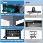Metal Mechanic Tool Cart with Wheels,49"x29"x15", 3 Tier Rolling Tool Cart with Pegboard, 880 lbs Capacity, 4 Adjustable Dividers, 3 Side Mesh Panels, Screwdriver Shelf, Hanging Tray Included