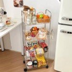 JICOLI 4-Tier Acrylic Storage Rolling Cart Clear Bathroom Cart Organizer, Transparency Laundry Room Organization Mobile Shelving Unit Multifunction Rolling Utility Cart for Office Living Room