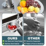 Stainless Steel Sink Drain Strainer Basket, 2024 Upgraded Multifunction Hanging Sink Strainer Colander Drain Basket, Drain Basket Quick Drain Kitchen Tools for Food Strainer or Storage Rack (1)