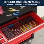 5-Drawer Metal Rolling Tool Chest with Wheels,Tool Storage Cabinet With Locking System，Toolbox with Wheels for Garage, Warehouse, Workshop, Repair Shop(Black&red, 5-Drawer)