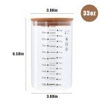 Datttcc 33 oz Glass Food Storage Containers with Bamboo Lids, Glass Canisters with Airtight Lids for Kitchen and Storage, Glass jars for Sugar,Pasta, Flour,Coffee Bean,2 Pack