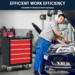 5-Drawer Metal Rolling Tool Chest with Wheels,Tool Storage Cabinet With Locking System，Toolbox with Wheels for Garage, Warehouse, Workshop, Repair Shop(Black&red, 5-Drawer)