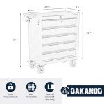 5-Drawer Metal Rolling Tool Chest with Wheels,Tool Storage Cabinet With Locking System，Toolbox with Wheels for Garage, Warehouse, Workshop, Repair Shop(Black&red, 5-Drawer)