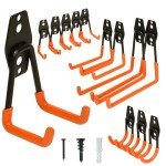 QUELIEN 12 Pack Garage Hooks,Wall Mount Garage Hanger Organization with Anti-Slip Coating,Utility Steel Heavy Duty Garage Storage Hooks for Ladders,Ropes,Bulk Items,Power Tools(Orange)