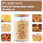 Datttcc 33 oz Glass Food Storage Containers with Bamboo Lids, Glass Canisters with Airtight Lids for Kitchen and Storage, Glass jars for Sugar,Pasta, Flour,Coffee Bean,2 Pack