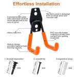 QUELIEN 12 Pack Garage Hooks,Wall Mount Garage Hanger Organization with Anti-Slip Coating,Utility Steel Heavy Duty Garage Storage Hooks for Ladders,Ropes,Bulk Items,Power Tools(Orange)