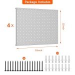 TORACK 4Pcs 12"x16" Metal Pegboard Panels for Garage, Workbench, Shop, Shed Tool Organizer Peg Board with 1/8" & 1/4" Holes, Modular Wall-Mounted Pegboard for Pegboard Hooks (Grey)