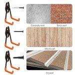 QUELIEN 12 Pack Garage Hooks,Wall Mount Garage Hanger Organization with Anti-Slip Coating,Utility Steel Heavy Duty Garage Storage Hooks for Ladders,Ropes,Bulk Items,Power Tools(Orange)