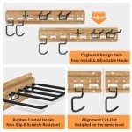 Unaikoo Garage Tool Organizer Wall Mount - Garage Storage and Organization Garden Tool Organizer with Adjustable Pegboard Hooks Yard Shed Rack for Broom Mop Shovels Rake Trimmers, 48 inch WoodPattern