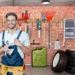 Unaikoo Garage Tool Organizer Wall Mount - Garage Storage and Organization Garden Tool Organizer with Adjustable Pegboard Hooks Yard Shed Rack for Broom Mop Shovels Rake Trimmers, 48 inch WoodPattern