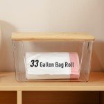 Citylife 2-Pack Extra Large Trash Bag Holder with Bamboo Top and Handles Under Sink Garbage Bag Dispenser Storage for Home, Kitchen, Laundry Room Organization