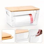 Citylife 2-Pack Extra Large Trash Bag Holder with Bamboo Top and Handles Under Sink Garbage Bag Dispenser Storage for Home, Kitchen, Laundry Room Organization