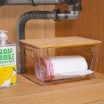 Citylife 2-Pack Extra Large Trash Bag Holder with Bamboo Top and Handles Under Sink Garbage Bag Dispenser Storage for Home, Kitchen, Laundry Room Organization