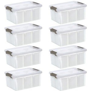 Citylife 17 QT Plastic Storage Bins Clear Storage Box with Lids Multipurpose Stackable Storage Containers for Organizing Tool, Craft, Crayon, 8 Packs