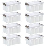 Citylife 17 QT Plastic Storage Bins Clear Storage Box with Lids Multipurpose Stackable Storage Containers for Organizing Tool, Craft, Crayon, 8 Packs