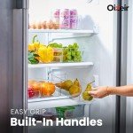 Oizeir Clear Plastic Fridge Organizer Bins – Set of 8 Stackable Refrigerator & Pantry Storage Bins with Handles for Snacks, Freezer, Kitchen Cupboard, and Cabinet Organization