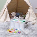 Citylife 17 QT Plastic Storage Bins Clear Storage Box with Lids Multipurpose Stackable Storage Containers for Organizing Tool, Craft, Crayon, 8 Packs