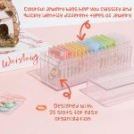 Y1tvei Acrylic Jewelry Box Organizer - Clear Jewelry Organizer Holder with 20 Portable Anti Tarnish Zipper Jewelry Bags, Travel Jewelry Drawer Organizer, Jewelry Storage for Necklaces Rings Earrings