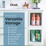 Oizeir Clear Plastic Fridge Organizer Bins – Set of 8 Stackable Refrigerator & Pantry Storage Bins with Handles for Snacks, Freezer, Kitchen Cupboard, and Cabinet Organization