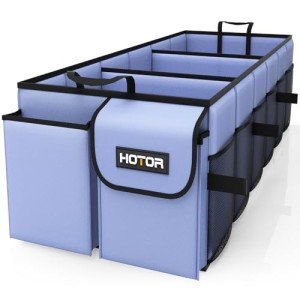 HOTOR Trunk Organizer for Car - Car Organizer, Foldable Trunk organizer for SUVs & Sedans, Sturdy Car Organization for Car Accessories, Tools, Sundries, Blue, 3 Compartments, 31.9"×12.6"×10.6"