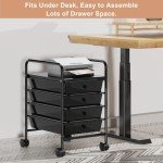 Metal 4 Tier Rolling Cart with 4 Drawers,1 Table Top & 4 Wheels, Utility Grocery Craft Cart on Wheels for Classroom, Office, Bathroom, Kitchen, Bar, Home Storage and Organization, Dorm Room Essentials