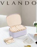 Vlando Travel Jewelry Case with 8 Velvet Jewelry Bags Travel Jewelry Storage Box Petal Hardware Jewelry Organizer for Necklace Rings Earrings Birthday Gifts for Women-Purple