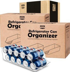 Utopia Kitchen Can Organizer For Pantry - Soda Can Organizer For Refrigerator - Can Storage Organizer Pantry, Fridge & Freezer Organization - Holds Food & Soup Can (Pack of 8, Clear)