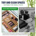 Zen Smart Bamboo Drawer Organizer Boxes-Set of 5 Wooden Drawer Organizers for Kitchen, Bathroom, Office, Desk, Vanity, Makeup-Non-Slip Junk Drawer Organizer Trays for Storage & Organization